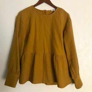 Madewell- Gauze Button-back Peplum Top